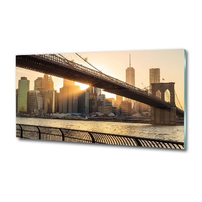 Printed glass wall art Brooklyn bridge