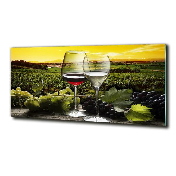 Glass wall art Wine and grapes