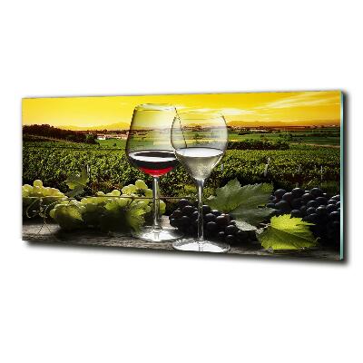 Glass wall art Wine and grapes