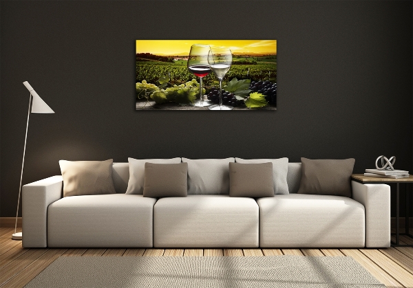 Glass wall art Wine and grapes