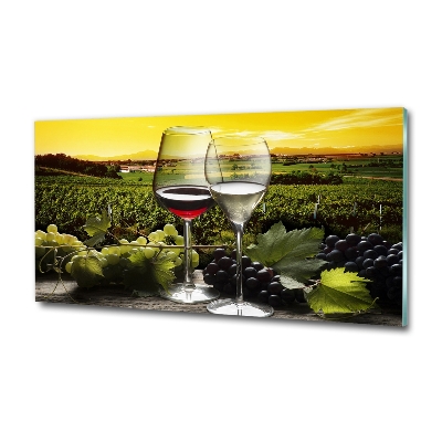 Glass wall art Wine and grapes