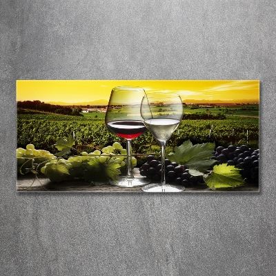 Glass wall art Wine and grapes