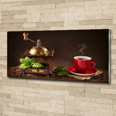 Wall art on glass Coffee and grinder