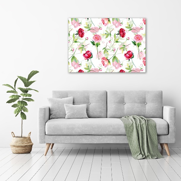 Photo printed on glass Pink peonies