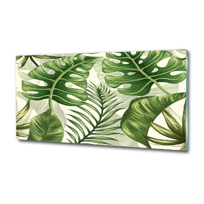 Glass art picture Tropical leaves