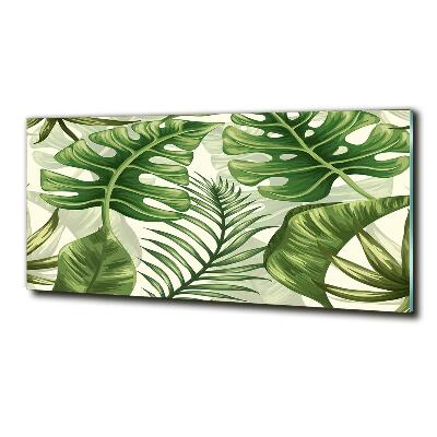 Glass art picture Tropical leaves