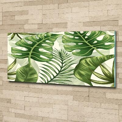 Glass art picture Tropical leaves