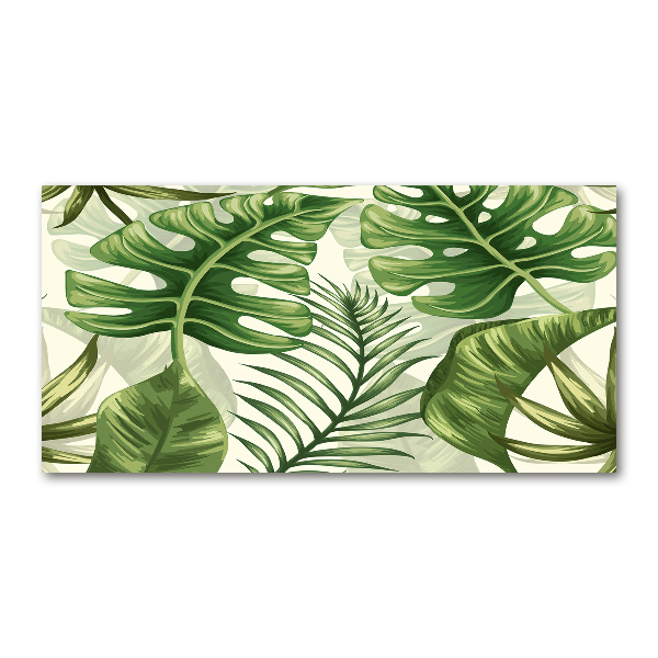 Glass art picture Tropical leaves