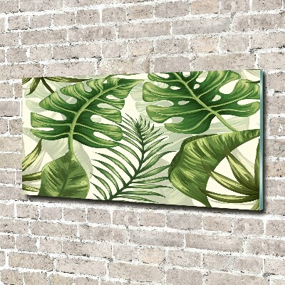 Glass art picture Tropical leaves