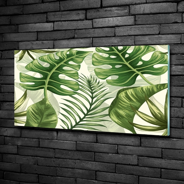 Glass art picture Tropical leaves