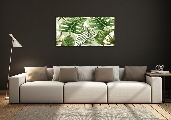 Glass art picture Tropical leaves