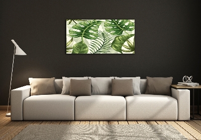 Glass art picture Tropical leaves