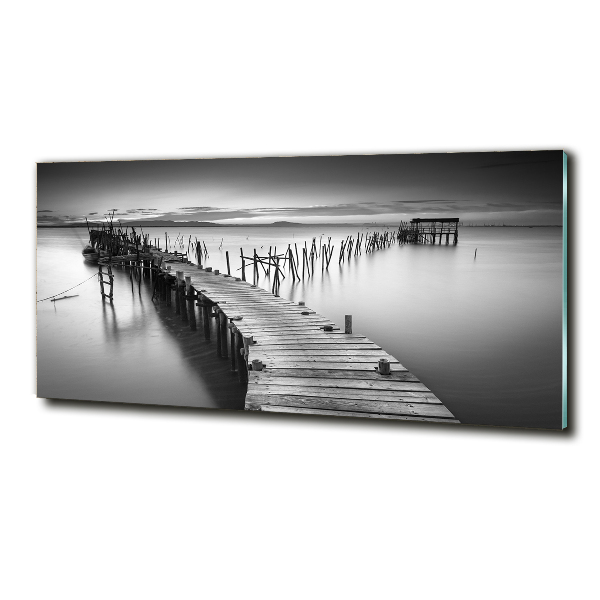 Glass art picture Wooden pier