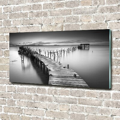 Glass art picture Wooden pier