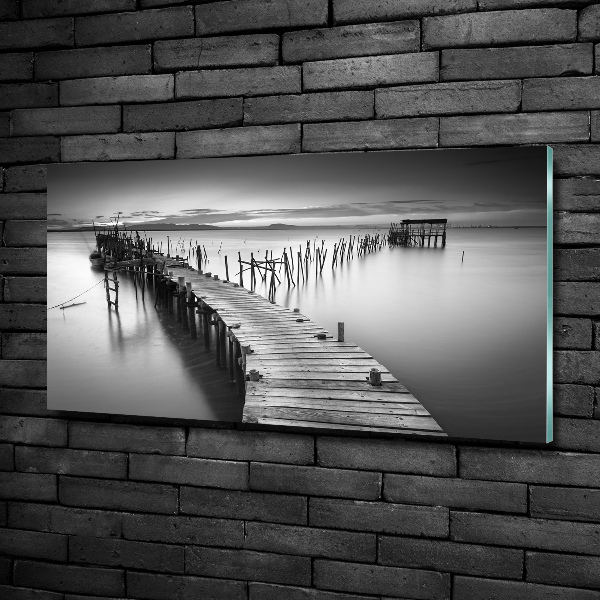 Glass art picture Wooden pier