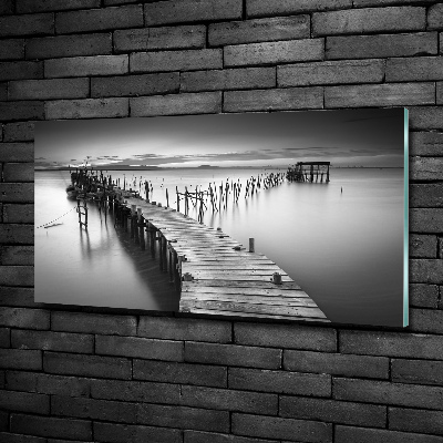 Glass art picture Wooden pier