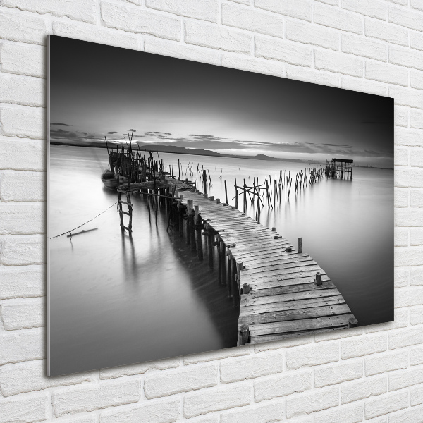 Glass art picture Wooden pier