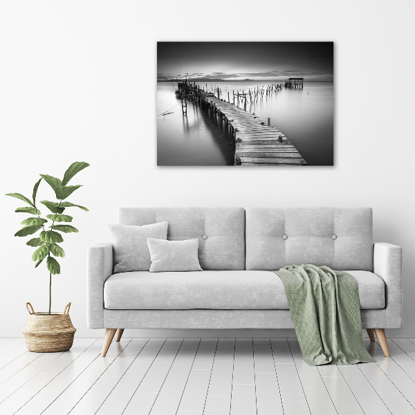 Glass art picture Wooden pier