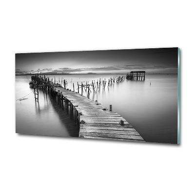 Glass art picture Wooden pier