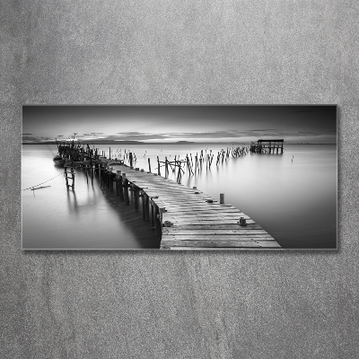 Glass art picture Wooden pier