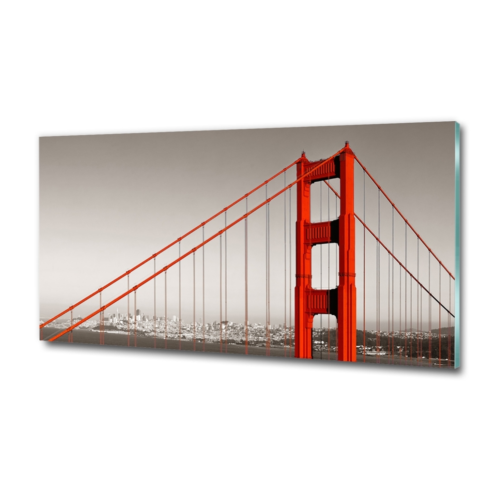 Printed glass wall art San francisco bridge