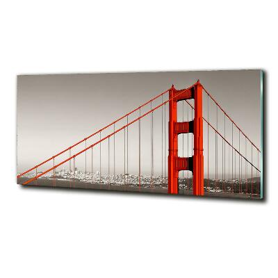 Printed glass wall art San francisco bridge