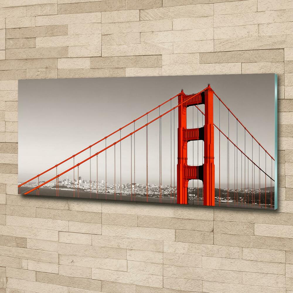 Printed glass wall art San francisco bridge