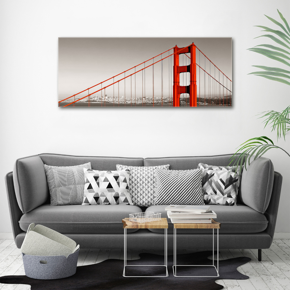 Printed glass wall art San francisco bridge