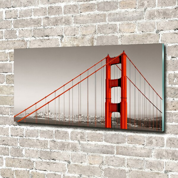 Printed glass wall art San francisco bridge