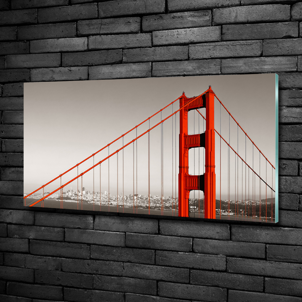 Printed glass wall art San francisco bridge