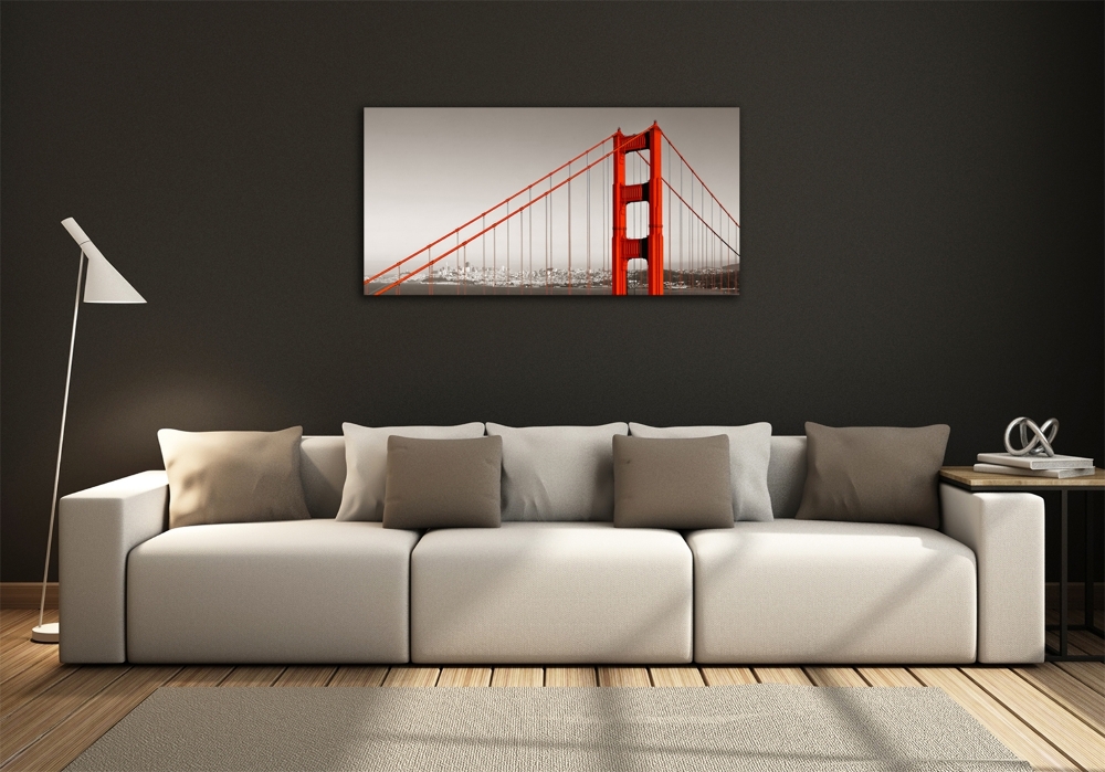 Printed glass wall art San francisco bridge