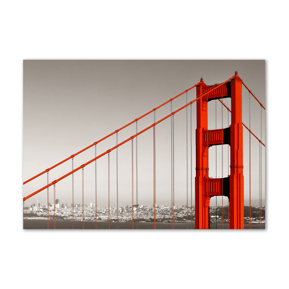 Printed glass wall art San francisco bridge