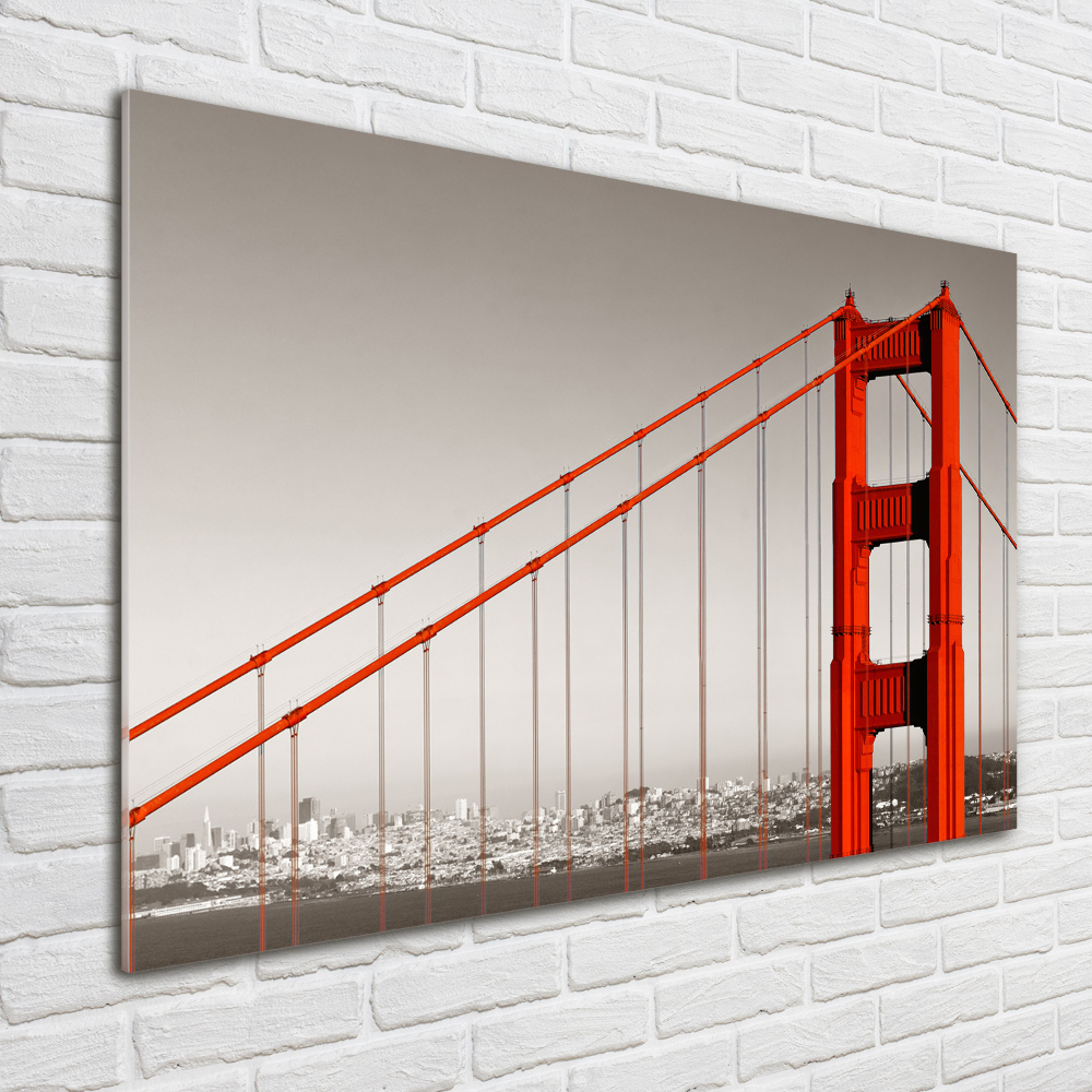 Printed glass wall art San francisco bridge