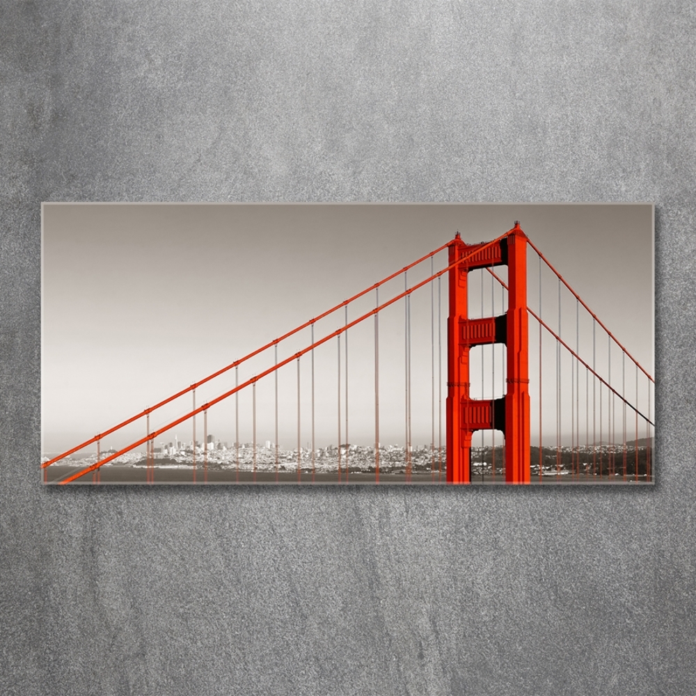 Printed glass wall art San francisco bridge