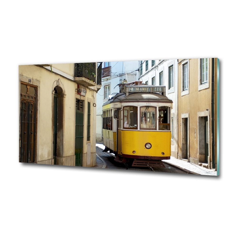 Wall art on glass Tram from lisbon