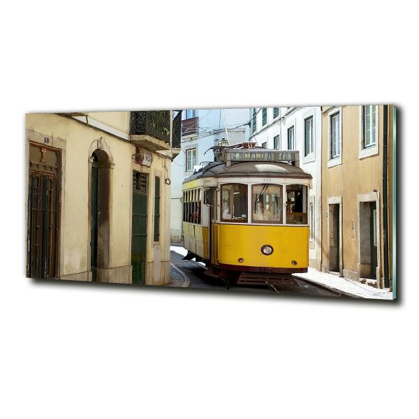 Wall art on glass Tram from lisbon