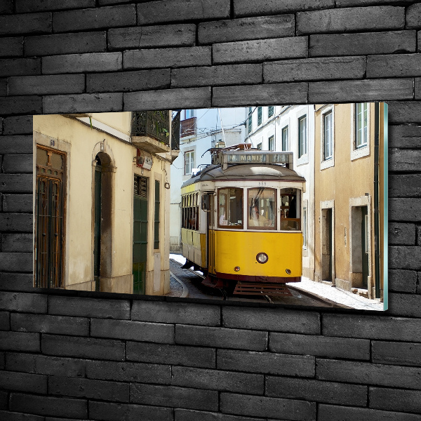 Wall art on glass Tram from lisbon