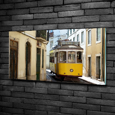 Wall art on glass Tram from lisbon