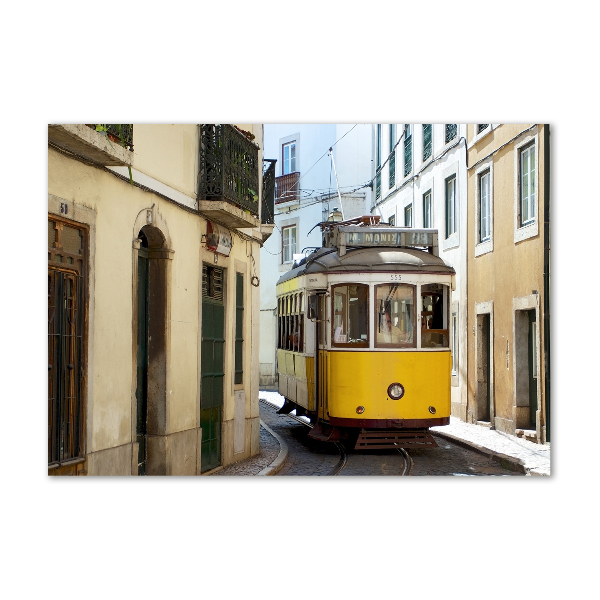 Wall art on glass Tram from lisbon