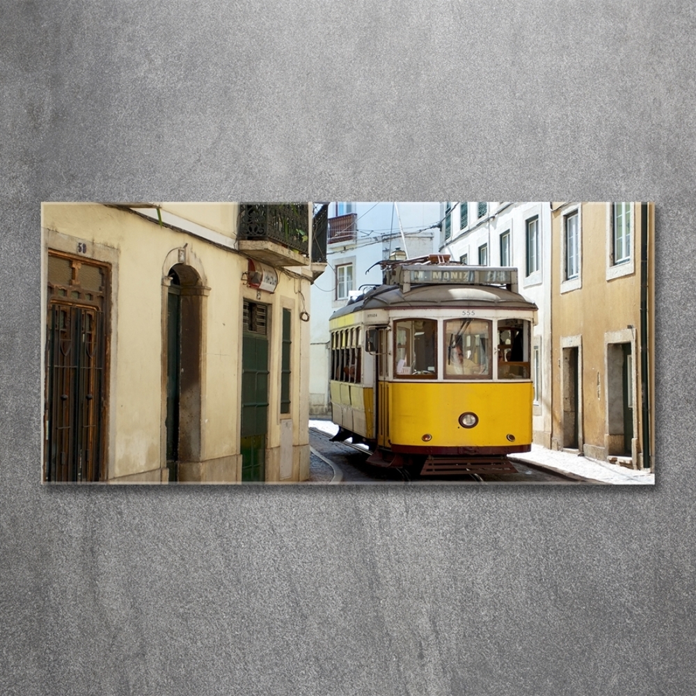 Wall art on glass Tram from lisbon