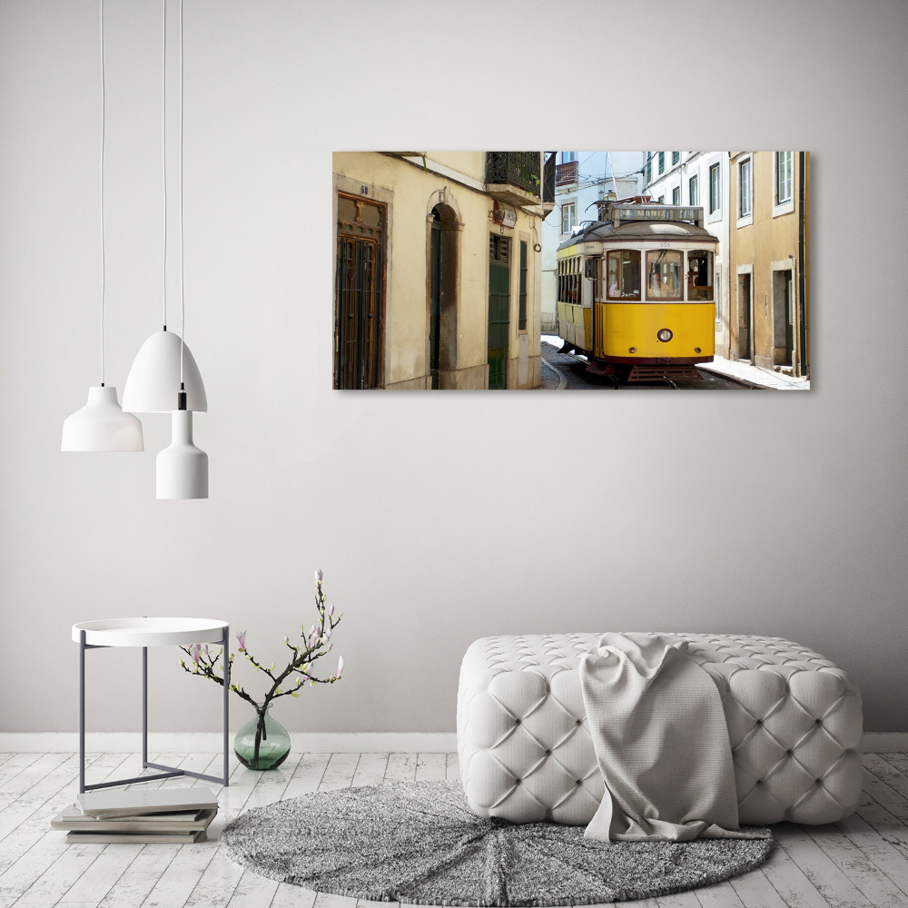 Wall art on glass Tram from lisbon