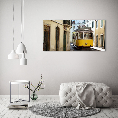 Wall art on glass Tram from lisbon