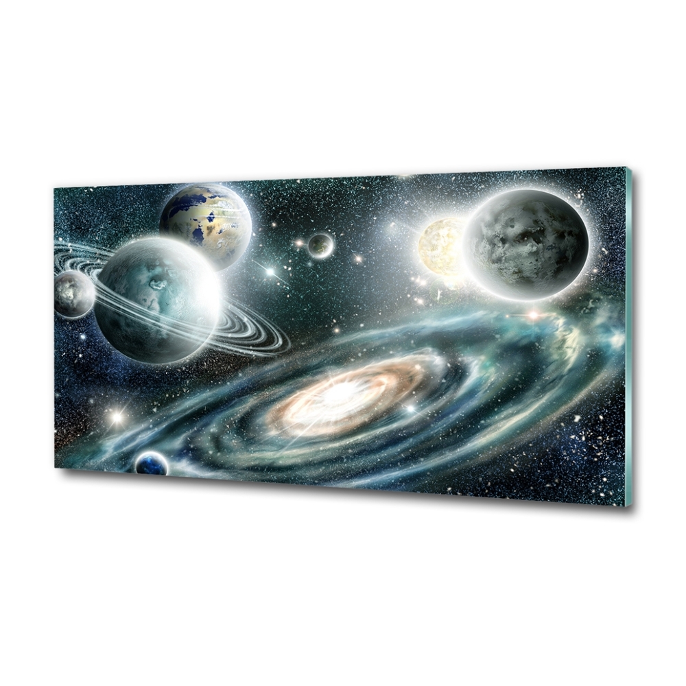 Glass art picture Solar system