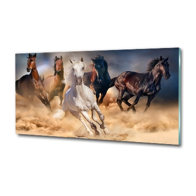 Glass art print Horses at gallop