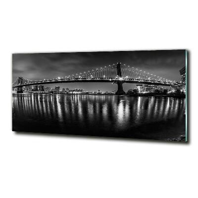 Printed glass wall art Manhattan at night