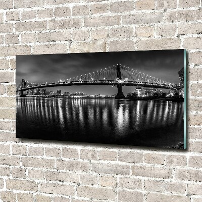 Printed glass wall art Manhattan at night