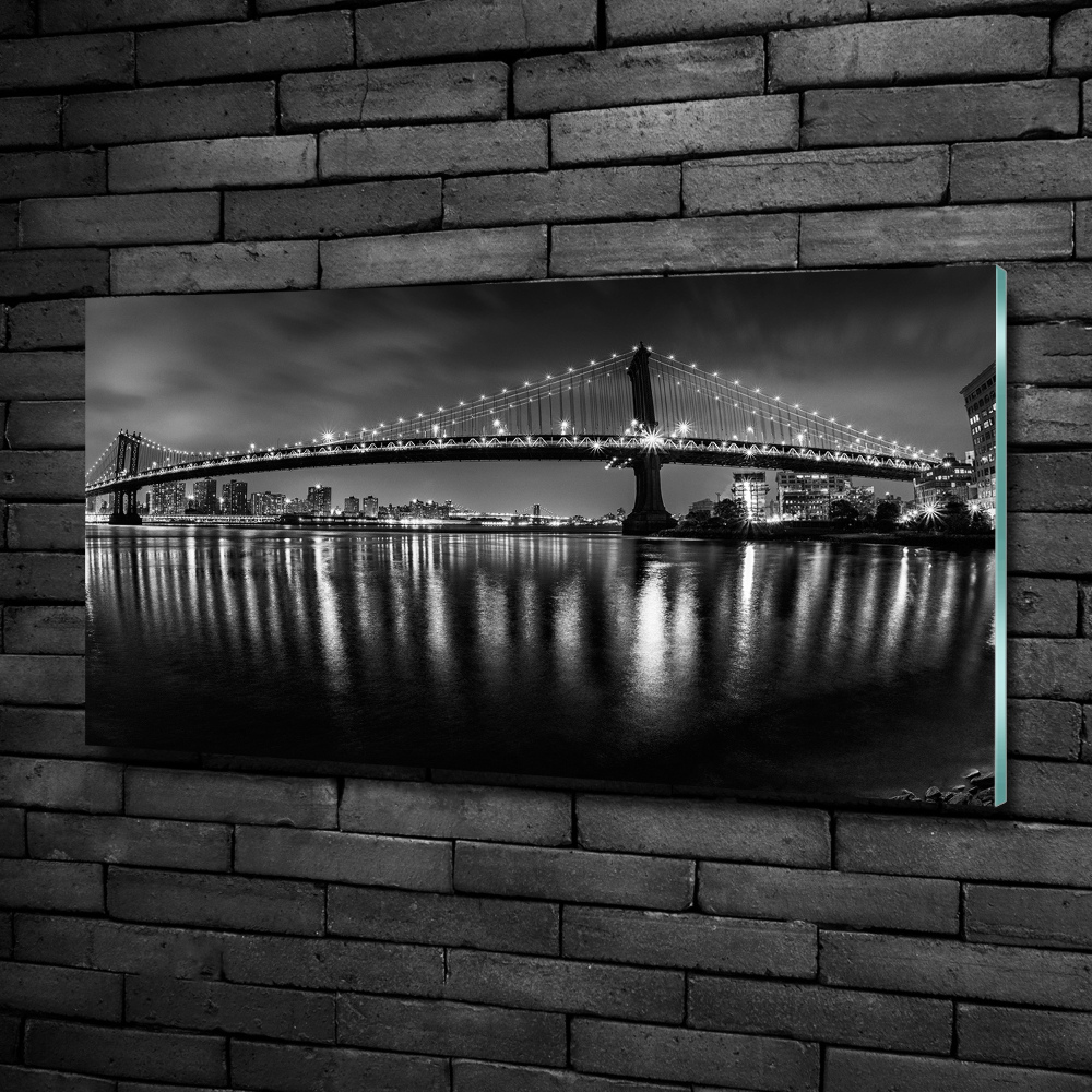 Printed glass wall art Manhattan at night