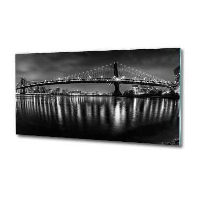 Printed glass wall art Manhattan at night