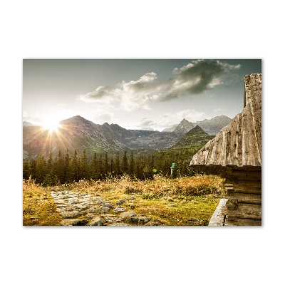 Photo printed on glass House in the mountains