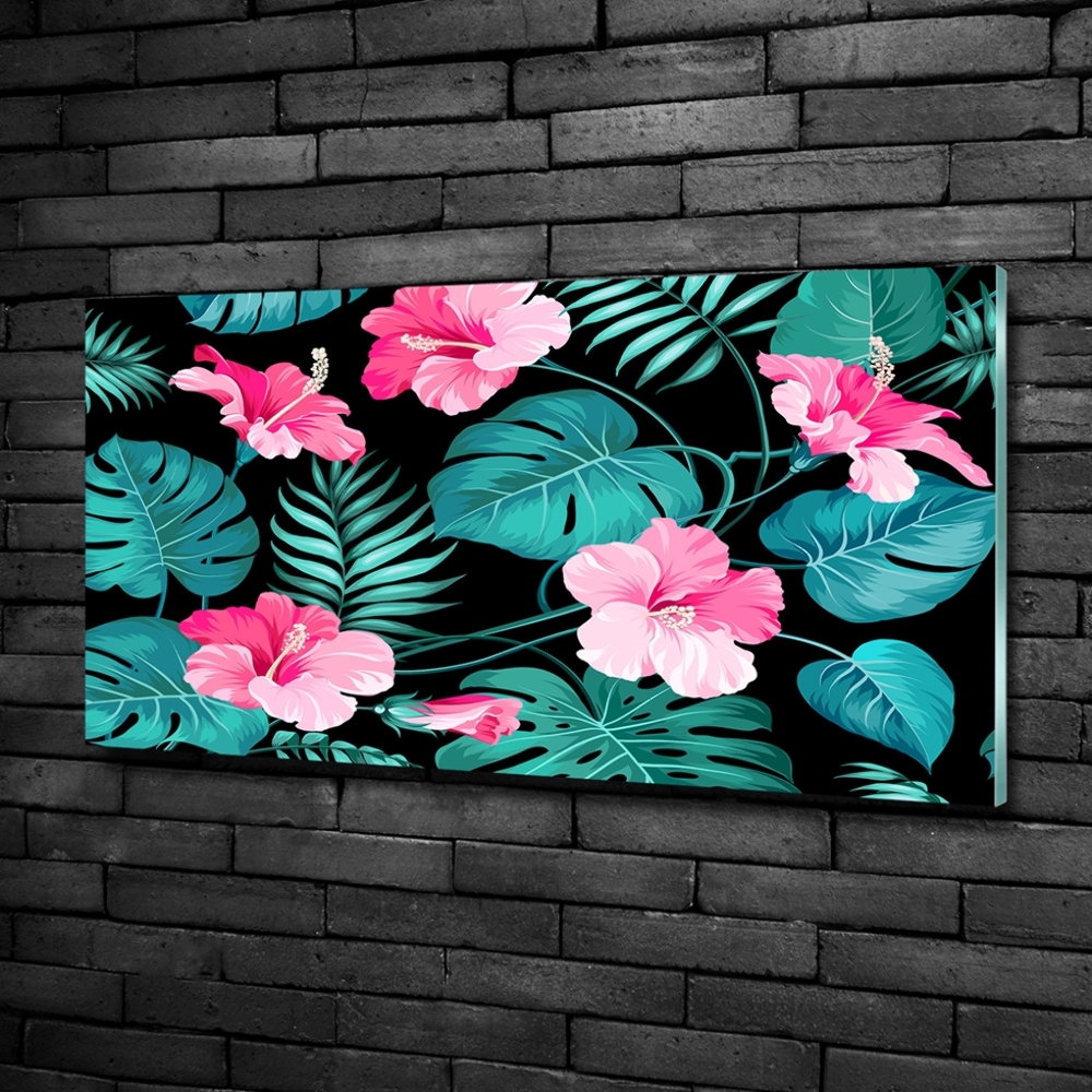 Photo printed on glass Tropical flowers